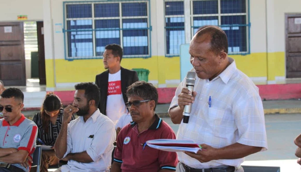 Betano, 25 Jullu 2025- Instituto Politekniku Betano (IPB) nia Magnifiku Prezidente IPB, Sr. Alcino da Costa I. A. Fernandes, M.Ed, hala’o Enkontru kona-ba Avaliasaun Servisu Semanal hamutuk ho Estrutura, Dosente no Funsionario Administrasaun IPB iha Auditorium IPB